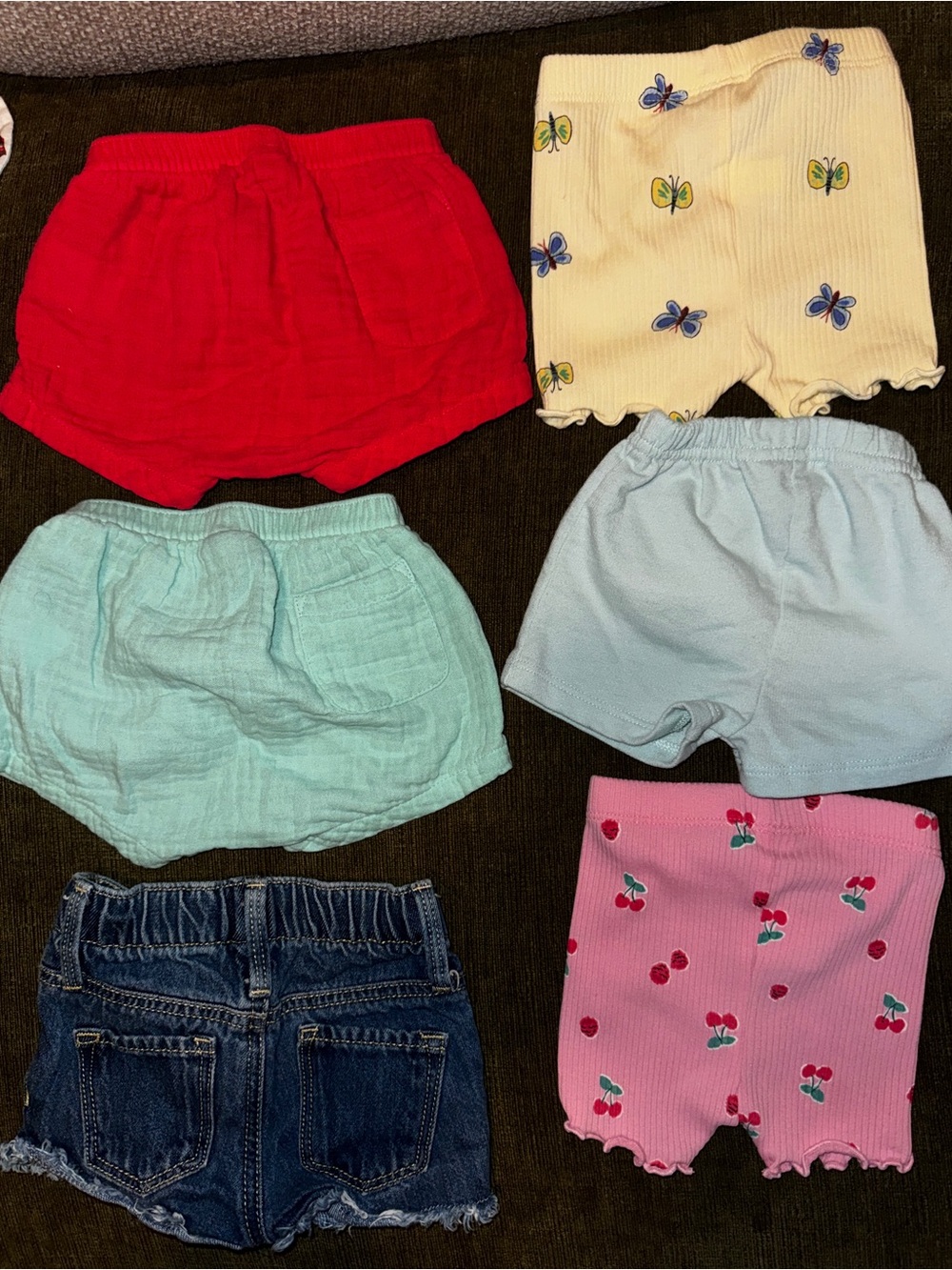 Old Navy Girls 6-Pack Shorts - Red, Mint, White, Pink, Yellow, Denim - Picture 4 of 4